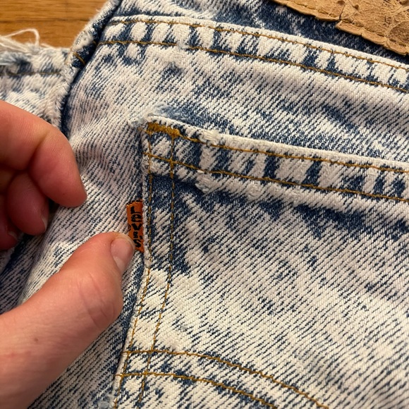 80-90s Vintage Orange Tab Acid Wash Levi’s 575 100% Cotton Jeans - Picture 7 of 14